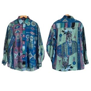 Vintage 90s Terranova Native Southwestern All Over Print Button Down Shirt